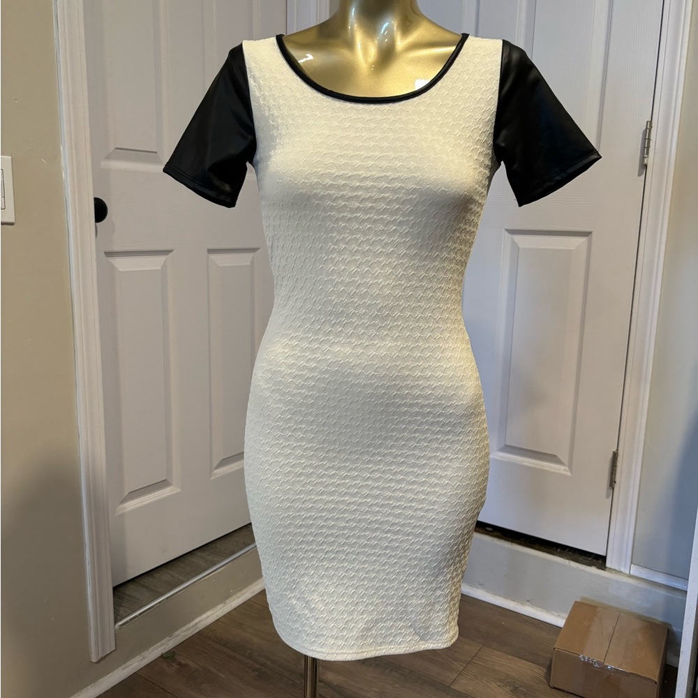 Alloy faux leather sleeve dress